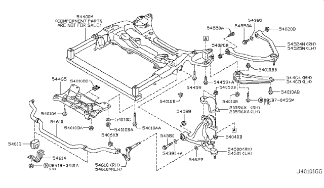 2013 Infiniti M37 STABILIZER Assembly Front Diagram for 54610-1MA0A