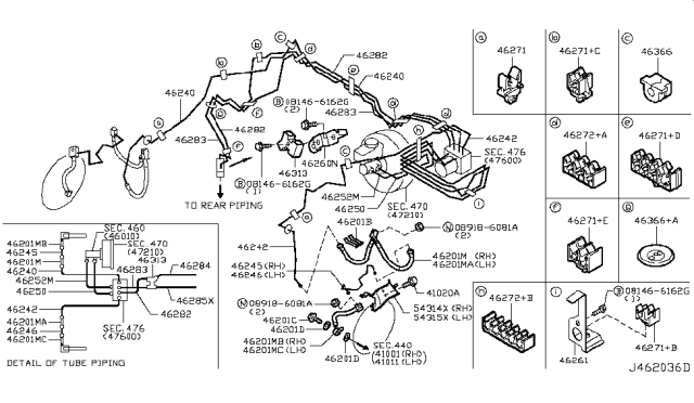 2013 Infiniti M56 Brake Piping & Control Diagram 4