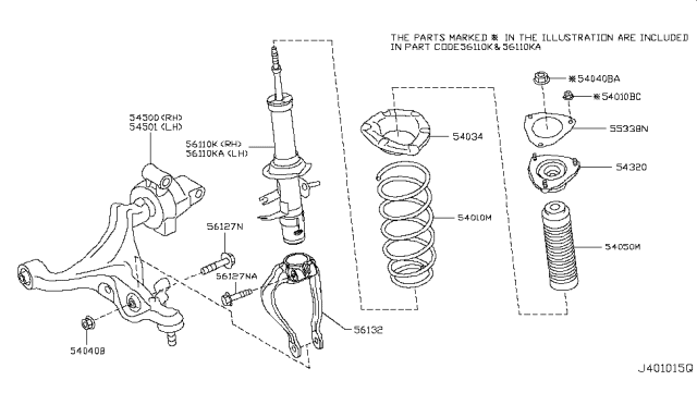 2018 Infiniti Q70 Front Spring Diagram for 54010-1MD2C