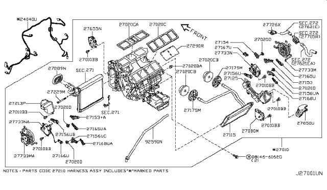2013 Infiniti M56 Heater & Blower Unit Diagram 4