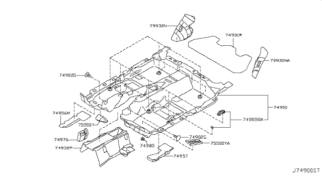 2013 Infiniti M37 Floor Trimming Diagram 3