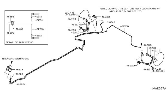 2013 Infiniti M37 Brake Piping & Control Diagram 11