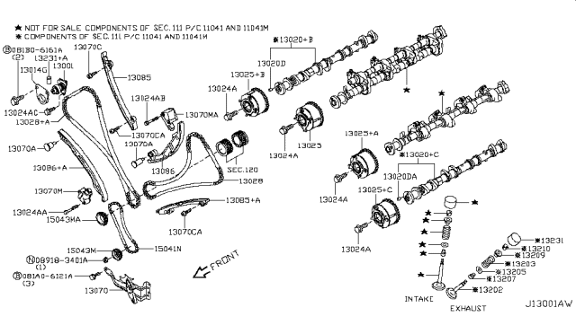 2013 Infiniti M37 SPROCKET-CAMSHAFT Intake Diagram for 13025-EY02A