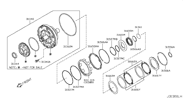 2013 Infiniti M37 Pump Assembly-Oil Diagram for 31340-1XJ0E