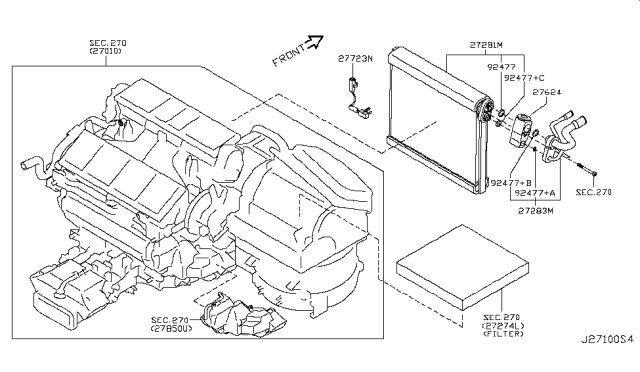 2018 Infiniti Q70L Pipe Assembly - Cooler, In Diagram for 27283-1MA0A