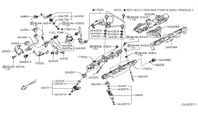 2012 Infiniti M56 Hose Fuel Diagram for 16440-1MC0A