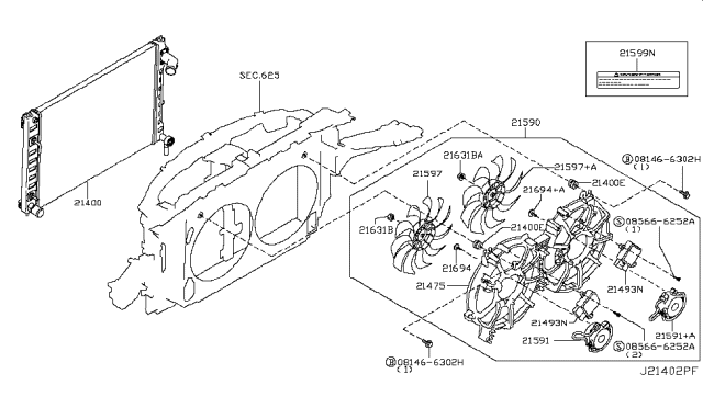 2013 Infiniti M37 Radiator,Shroud & Inverter Cooling Diagram 10