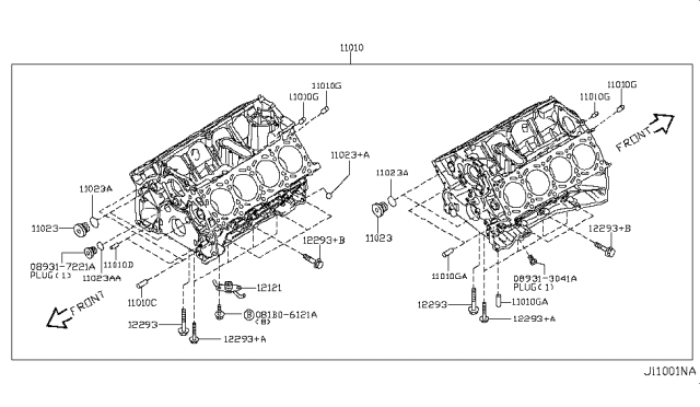 2011 Infiniti M56 Cylinder Block & Oil Pan Diagram 5