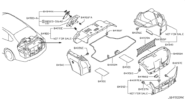2013 Infiniti M37 Trunk & Luggage Room Trimming Diagram 1
