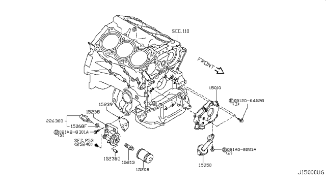 2011 Infiniti M56 Pump Assembly-Oil Diagram for 15010-1CA0A