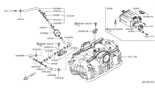 2015 Infiniti Q70 CANISTER Assembly EVAPORATION Diagram for 14950-6N208
