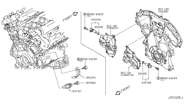2011 Infiniti M37 Engine Camshaft Position Sensor Diagram for 23731-1CA1B