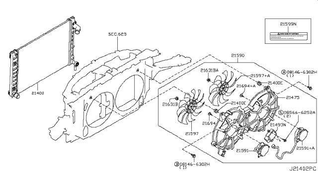2013 Infiniti M37 Radiator,Shroud & Inverter Cooling Diagram 11
