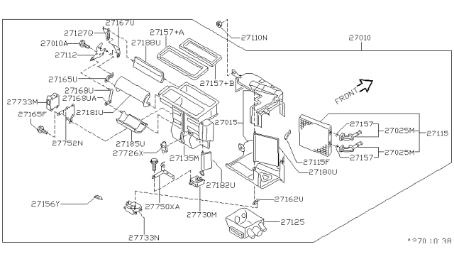 1998 Infiniti I30 Duct Assembly-Foot Diagram for 27125-40U00