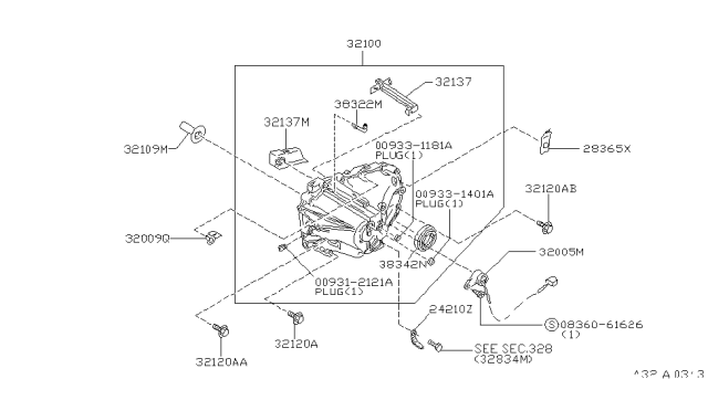1996 Infiniti I30 BREATHER-Trans Diagram for 38322-70A03