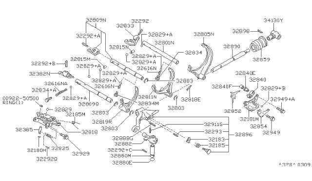 1999 Infiniti I30 Pin Retaining Diagram for 32884-01B00