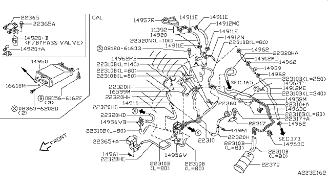 1998 Infiniti I30 Connector 3 Way Diagram for 14961-W1300