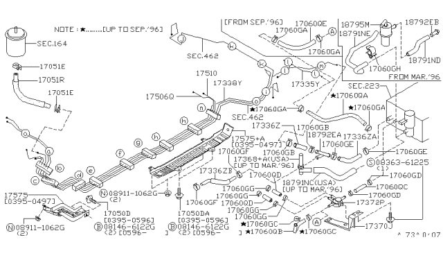 1997 Infiniti I30 Hose-Fuel Diagram for 17550-40U00