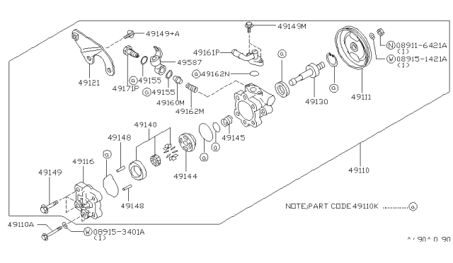 1999 Infiniti I30 Connector Assembly-Power Steer Pump Diagram for 49170-40U15