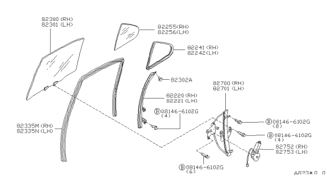1998 Infiniti I30 Weatherstrip-Rear Corner,LH Diagram for 82273-40U00