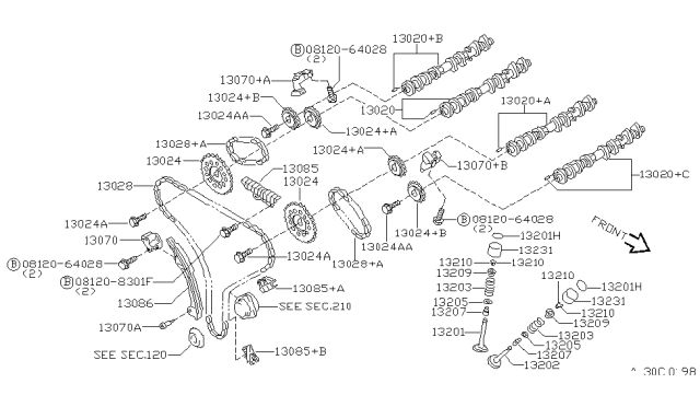 1998 Infiniti I30 Camshaft Assy Diagram for 13020-38U02