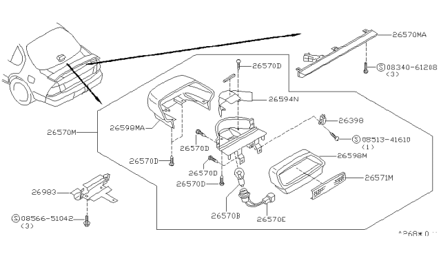1996 Infiniti I30 Socket-Stop Lamp Diagram for 26597-40U01