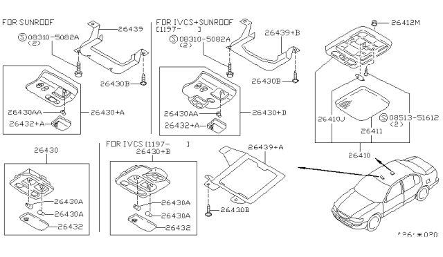 1997 Infiniti I30 Lamp Assembly-Map Diagram for 26430-2L903