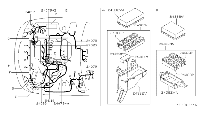 1997 Infiniti I30 Harness Assy-Engine Room Diagram for 24012-3L000