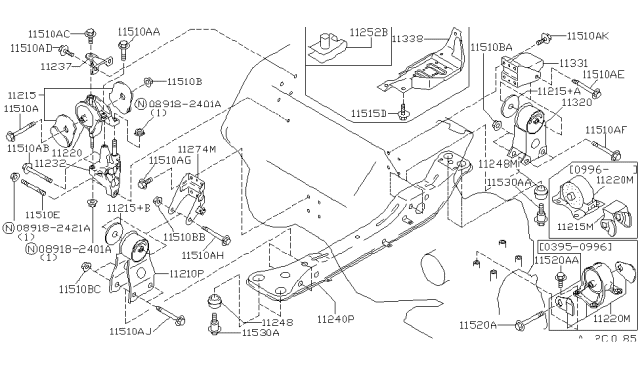 1996 Infiniti I30 INSULATOR Assembly-Engine Mounting,Front R Diagram for 11270-40U18