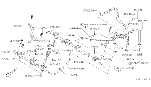 1997 Infiniti I30 Bracket-Blowby Pipe Diagram for 11836-31U00
