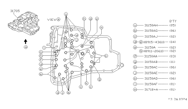 1997 Infiniti I30 Plate-Support,Accumulator Diagram for 31718-80X02