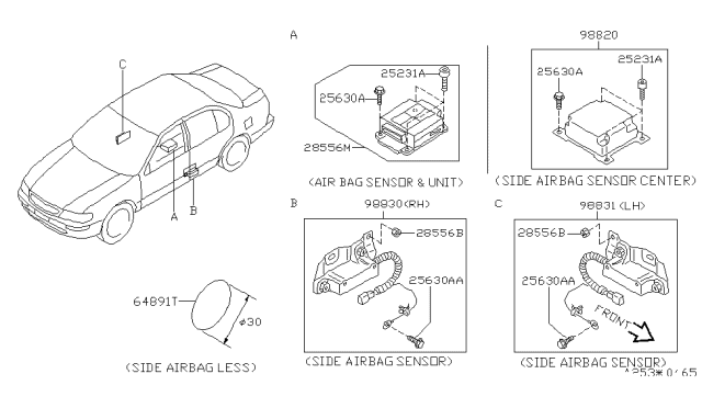 1999 Infiniti I30 Sensor-Side Air Bag,RH Diagram for 98830-2L725