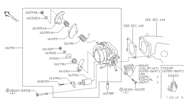 1999 Infiniti I30 Washer Diagram for 16152-38U11