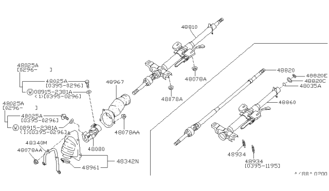 1998 Infiniti I30 Shaft Assy-Steering Column,Upper Diagram for 48820-41U10