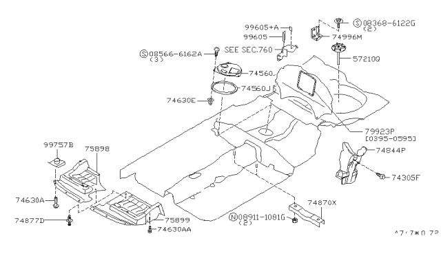 1996 Infiniti I30 Cover-Front Under,LH Diagram for 75899-40U00