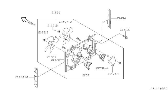 1996 Infiniti I30 Shroud Assy-Radiator Diagram for 21483-31U00