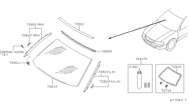 1996 Infiniti I30 Grommet-Moulding Diagram for 76848-50C20