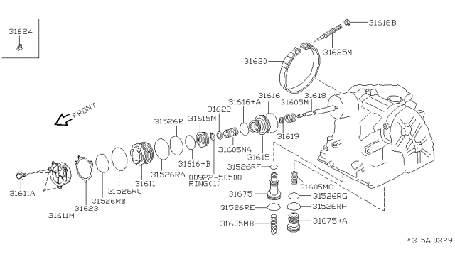 1999 Infiniti I30 Seal-O Ring,Band Servo Diagram for 31526-80X05