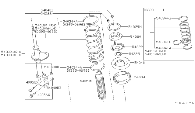 1998 Infiniti I30 Seat Rubber, Front SPING Diagram for 54034-31U20