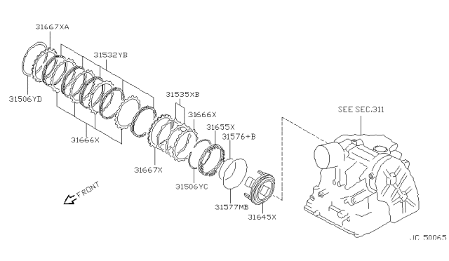 1995 Infiniti G20 Piston Low & Rev Brake Diagram for 31645-31X03