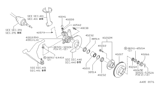 1992 Infiniti G20 Front Wheel Bearing Assembly Diagram for 40210-30R06