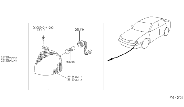 1993 Infiniti G20 Harness-Front Turn Signal Diagram for 26243-62J00