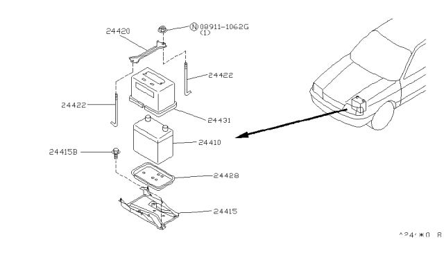 1994 Infiniti G20 Bracket-Battery Support Diagram for 64860-62J00