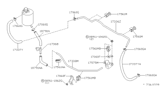 1995 Infiniti G20 Hose-Drain,Canister Diagram for 18791-60J05