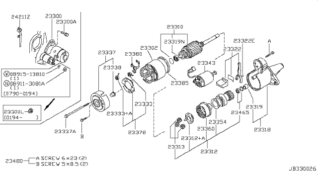 1994 Infiniti G20 ARMATURE Assembly Diagram for 23310-01N11