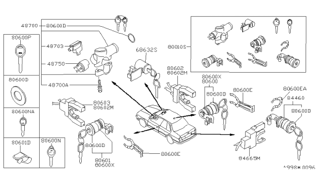 1995 Infiniti G20 SOLENOID Assembly-Steering Lock Diagram for 48720-35F60