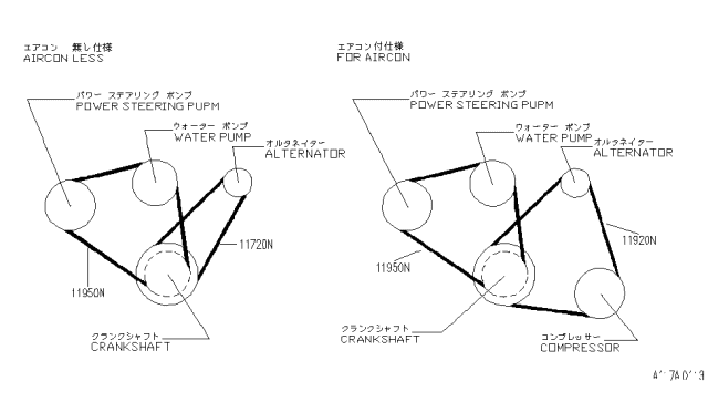 1993 Infiniti G20 Fan & Alternator Belt Diagram for 11920-77A00