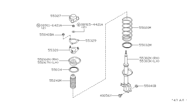 1993 Infiniti G20 Strut Kit-Rear Suspension,RH Diagram for 55302-78J27