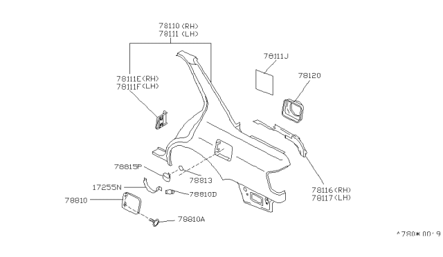 1994 Infiniti G20 Base-Filler Lid Diagram for 78120-50J11