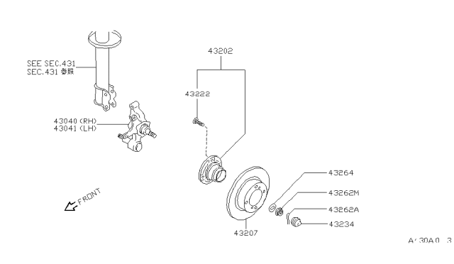 1992 Infiniti G20 Nut-Lock Rear Wheel Bearing Diagram for 43262-50A05